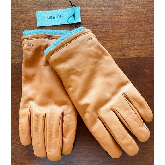 Hestra Mens Leather Size 9 Lined Short Rib Knitted Cuff Touchscreen Compatible - Picture 1 of 8